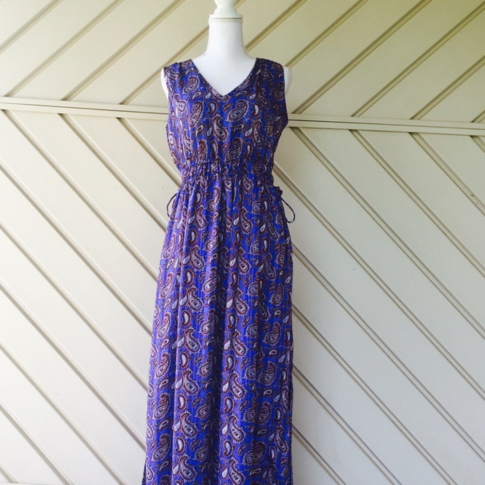 Banana republic Paisley gathered maxi dress small - Picture 2 of 7